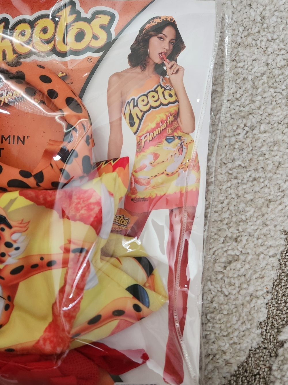 Women's Cheetos Flamin' Hot Print Tube Dress Halloween Costume XS